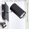 Foco de pared Zuoz Negro, 1 luz