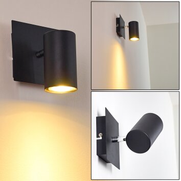 Foco de pared Zuoz Negro, 1 luz