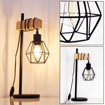 Barbengo Lámpara de Mesa Madera clara, Negro, 1 luz