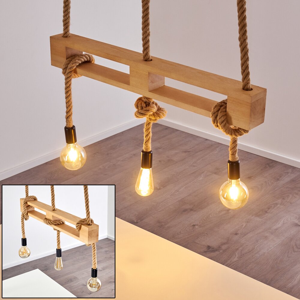 Riekje Lámpara Colgante Marrón, Madera clara, Negro, 3 luces main product photo