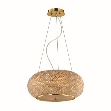 Ideal Lux PASHA Lámpara Colgante dorado, Aspecto de cristal, 6 luces