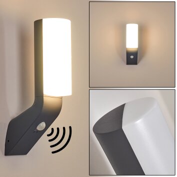 Porus Aplique para exterior LED Antracita, 1 luz, Sensor de movimiento