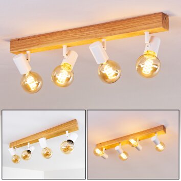 Barbengo Lámpara de Techo Madera clara, Blanca, 4 luces