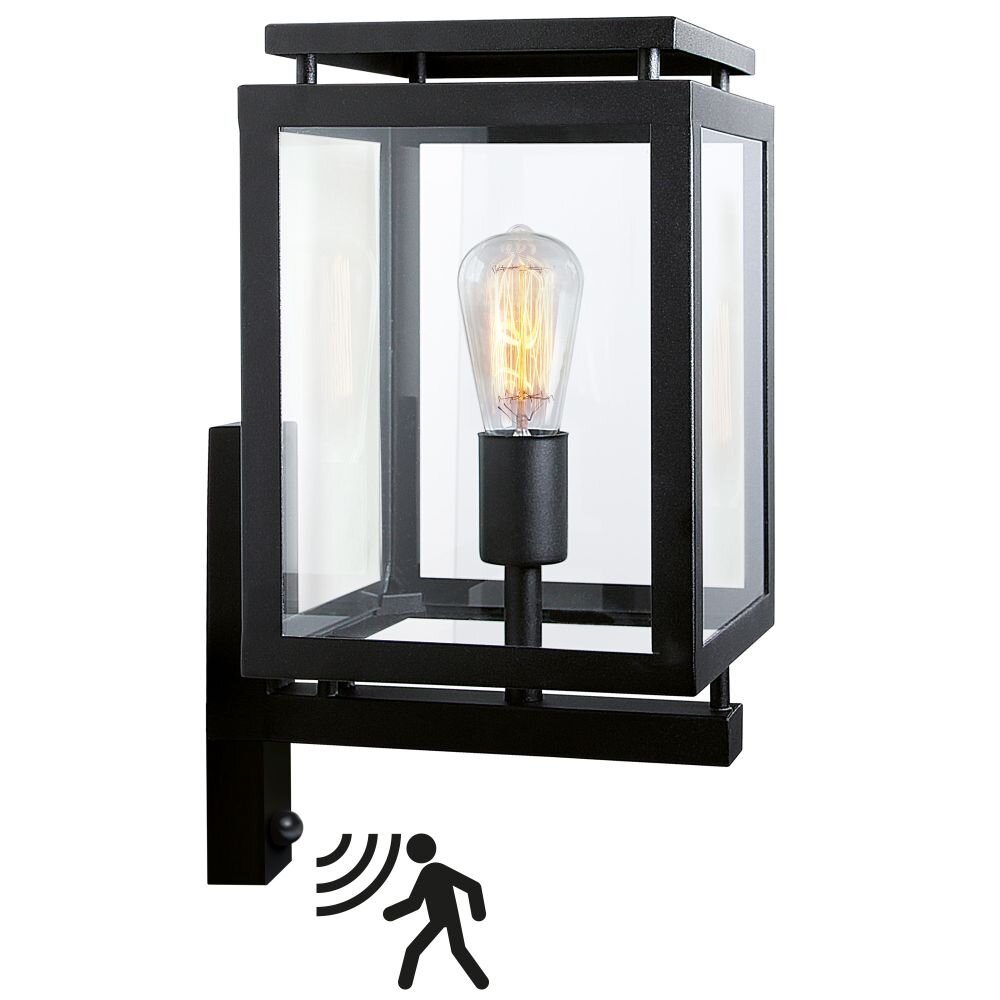 KS Verlichting De Vecht Aplique Negro, 1 luz, Sensor de movimiento main product photo