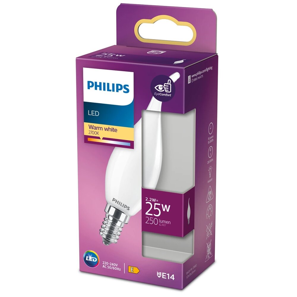 Philips LED E14 2,2 Watt 2700 Kelvin 250 Lumen main product photo