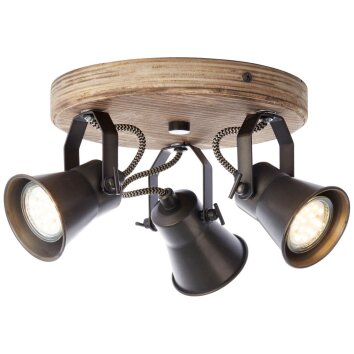 Lámpara focos circular Brilliant Seed Madera oscura, Negro, 3 luces