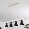 Berkeley Lámpara Colgante Madera clara, Negro, 4 luces
