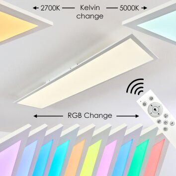 Antria Lámpara de Techo LED Blanca, 1 luz, Mando a distancia, Cambia de color