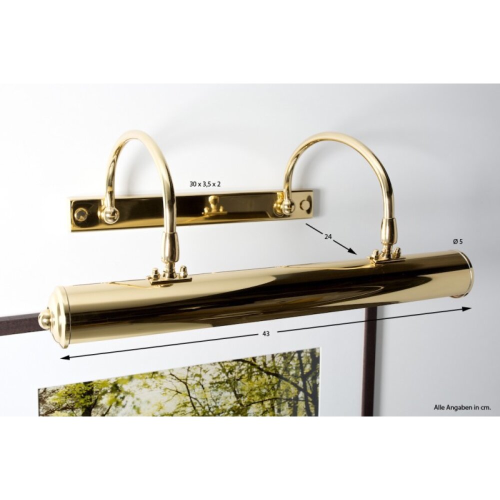 Herbert Schmidt Lámpara para cuadro dorado, Latón, 2 luces main product photo