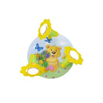 Elobra TEDDYBÄR Plafón circular con focos Amarillo, Verde, 3 luces