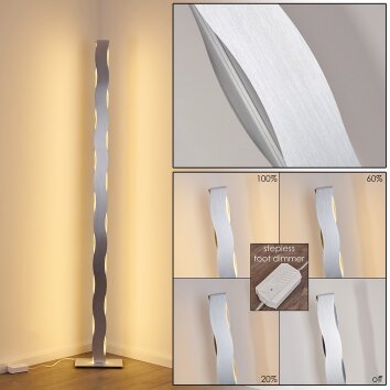 Nagold Lámpara de Pie LED Cromo, Níquel-mate, 1 luz