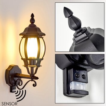 Lentua Aplique para exterior Negro, 1 luz, Sensor de movimiento Lentua Aplique para exterior Negro, 1 luz, Sensor de movimiento