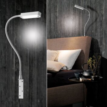 Honsel Raik Lámpara de cama LED Níquel-mate, 1 luz