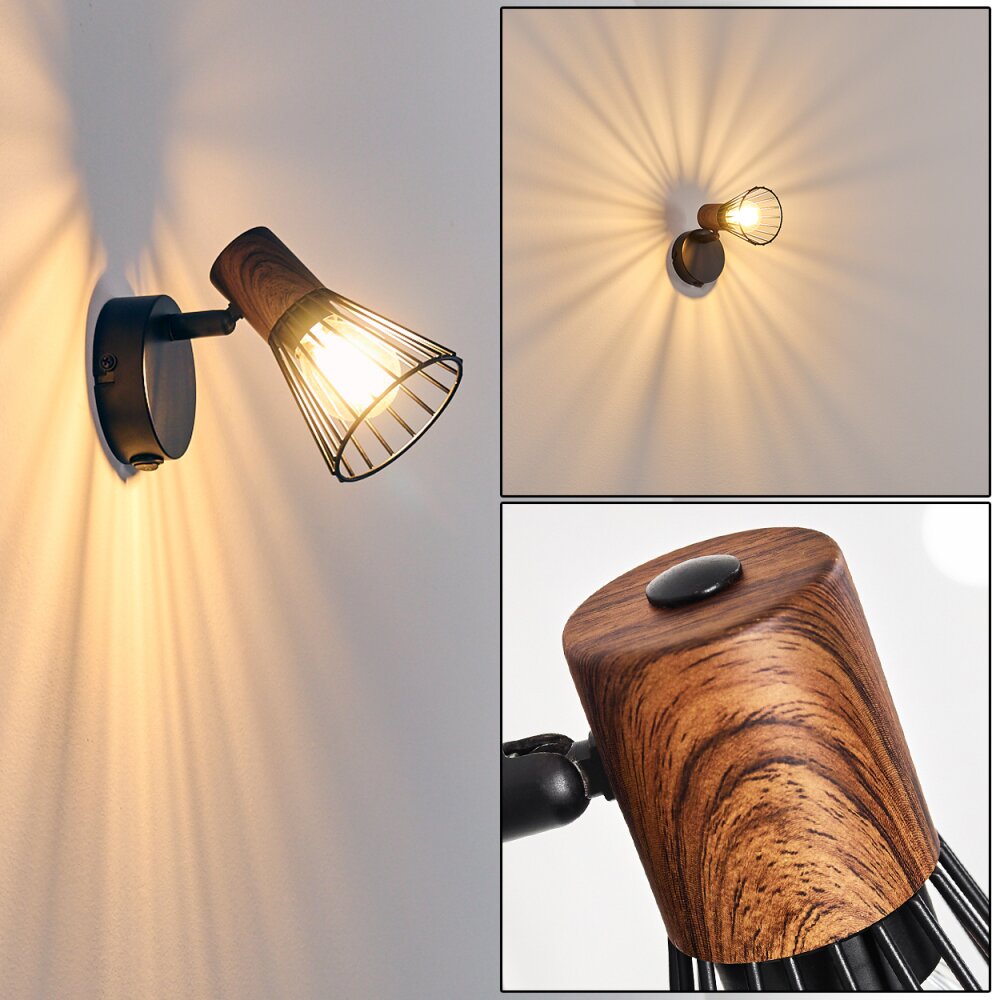 Aplique Errested Madera oscura, Negro, 1 luz main product photo
