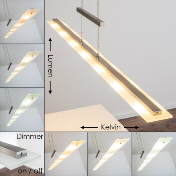Lámpara Colgante Ramsele LED Cromo, Níquel-mate, 7 luces
